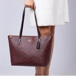 Coach Oxblood Signature Tote